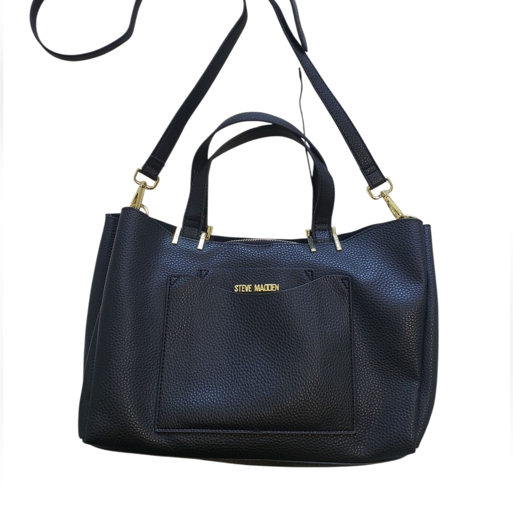 Steve Madden Black Shoulder Bag with Gold Hardware. Versatile. Handbag.